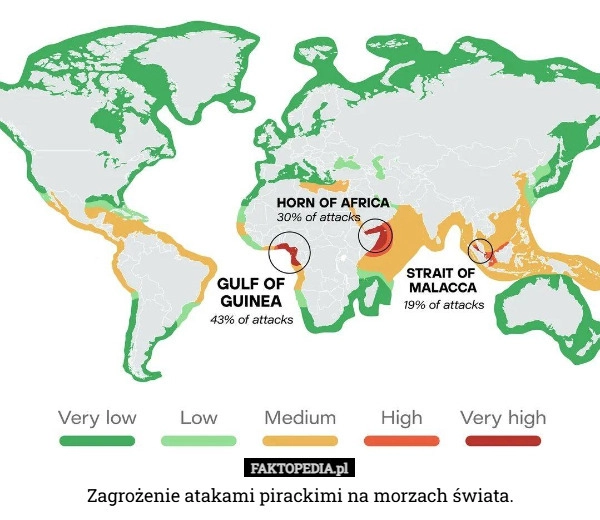 Zagrożenie atakami pirackimi na morzach świata.