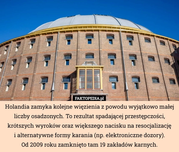 Holandia zamyka kolejne więzienia z powodu wyjątkowo małej liczby osadzonych...