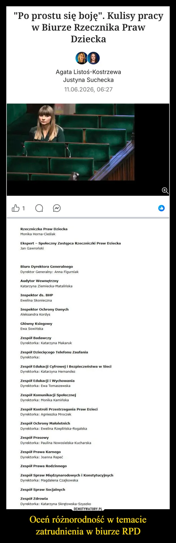 Oceń różnorodność w temacie zatrudnienia w biurze RPD