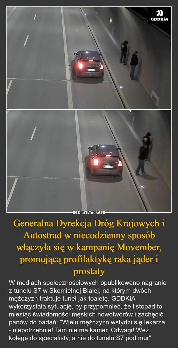 Generalna Dyrekcja Dróg Krajowych i Autostrad w niecodzienny sposób włączyła się w kampanię Movember, promującą profilaktykę raka jąder i prostaty