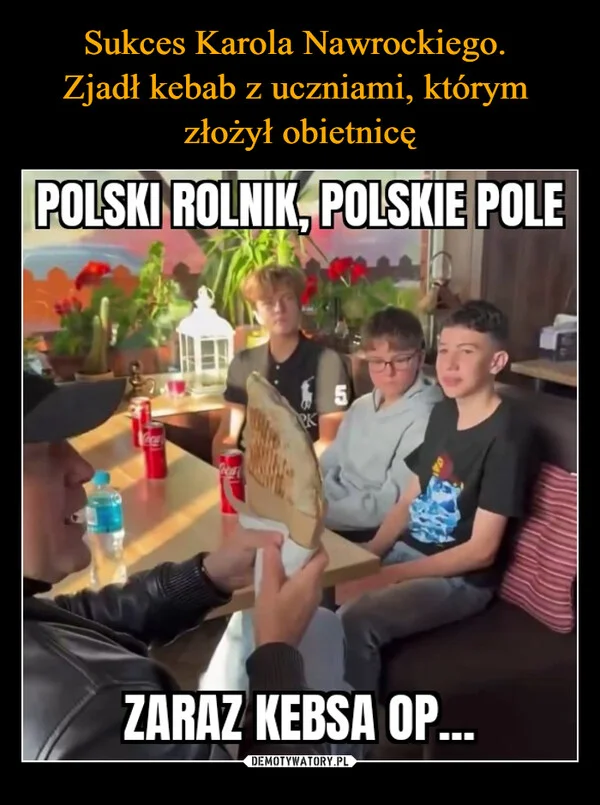 Sukces Karola Nawrockiego. Zjadł kebab z uczniami, którym złożył obietnicę