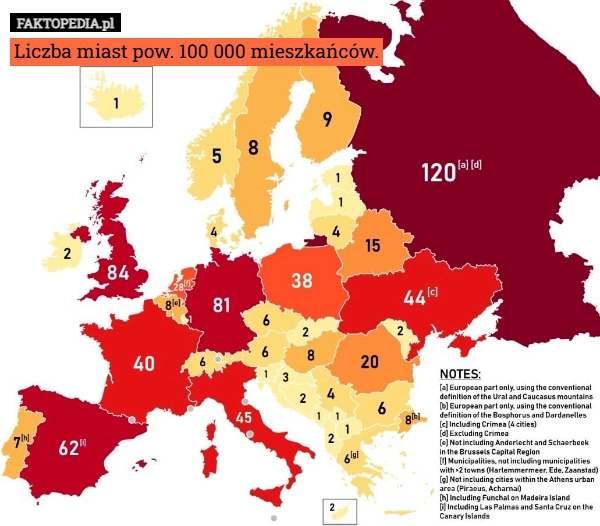 Liczba miast pow. 100 000 mieszkańców.
