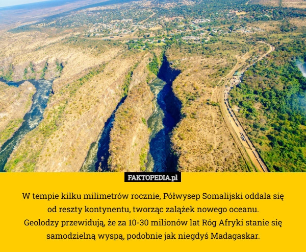 W tempie kilku milimetrów rocznie, Półwysep Somalijski oddala się
 od reszty