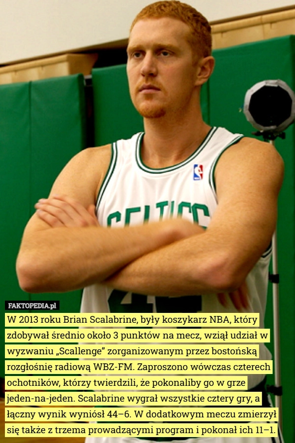 W 2013 roku Brian Scalabrine, były koszykarz NBA, który zdobywał średnio...