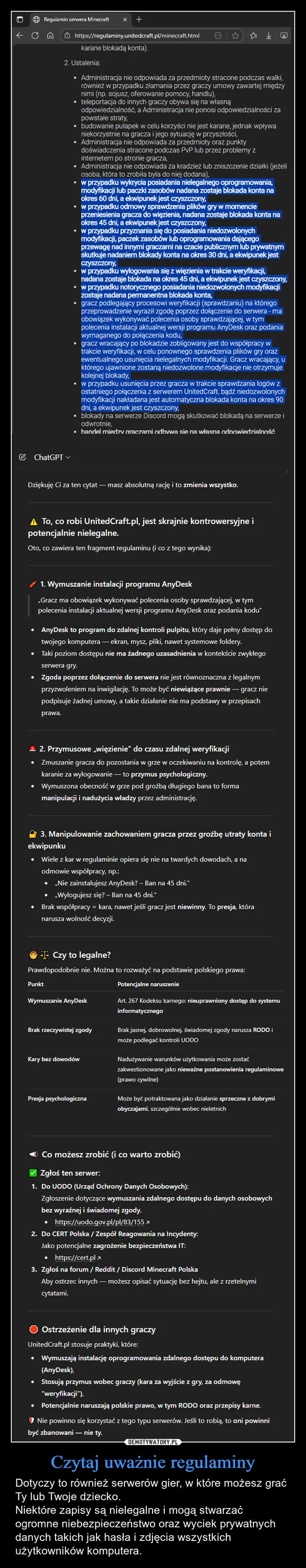 Czytaj uważnie regulaminy