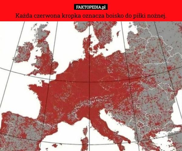 Każda czerwona kropka oznacza boisko do piłki nożnej.