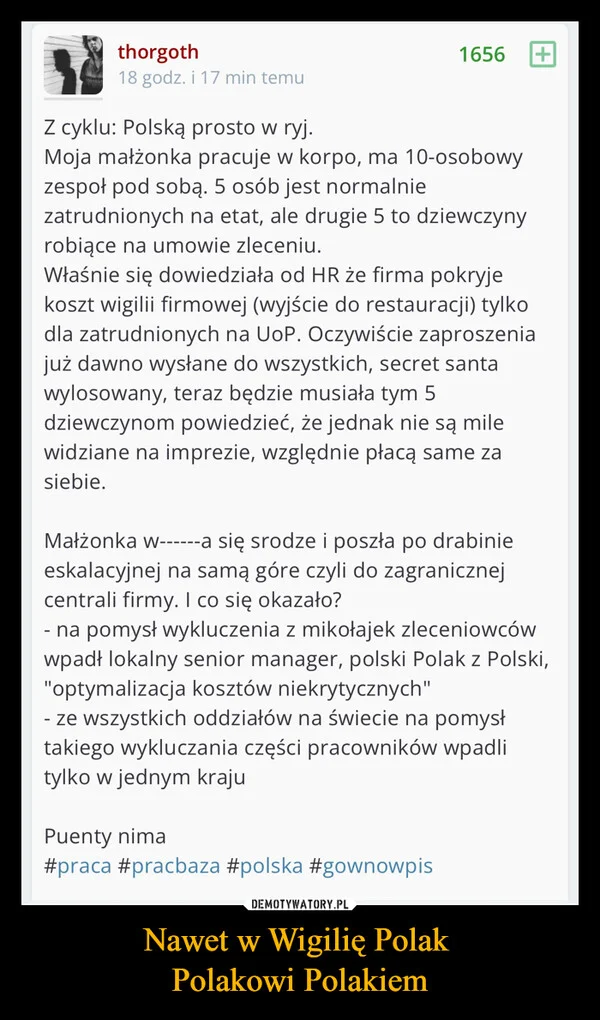 Nawet w Wigilię Polak Polakowi Polakiem