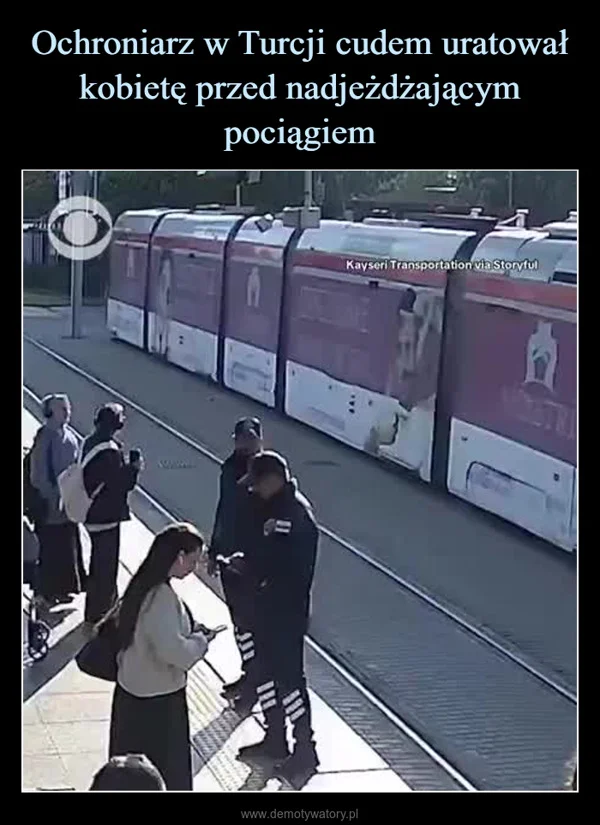 Ochroniarz w Turcji cudem uratował kobietę przed nadjeżdżającym pociągiem