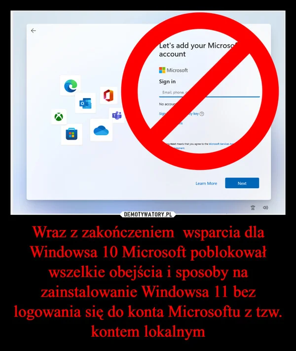 Wraz z zakończeniem wsparcia dla Windowsa 10 Microsoft poblokował wszelkie obejścia i sposoby na zainstalowanie Windowsa 11 bez logowania się do konta Microsoftu z tzw. kontem lokalnym