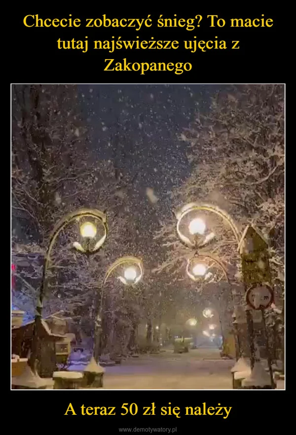 Chcecie zobaczyć śnieg? To macie tutaj najświeższe ujęcia z Zakopanego A teraz 50 zł się należy