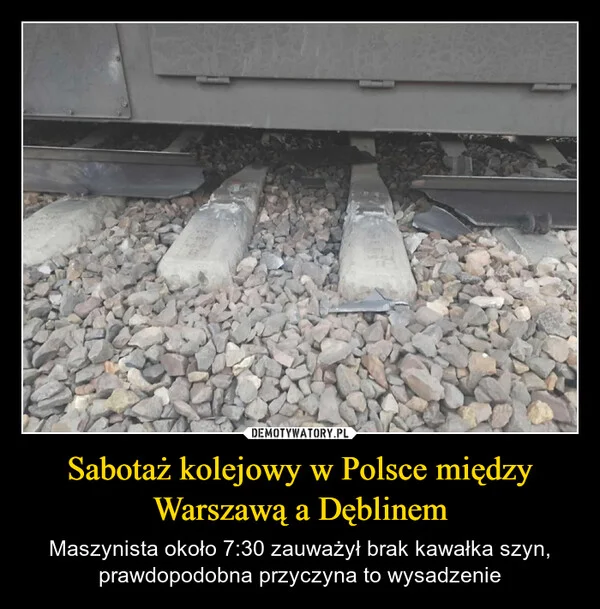Sabotaż kolejowy w Polsce między Warszawą a Dęblinem