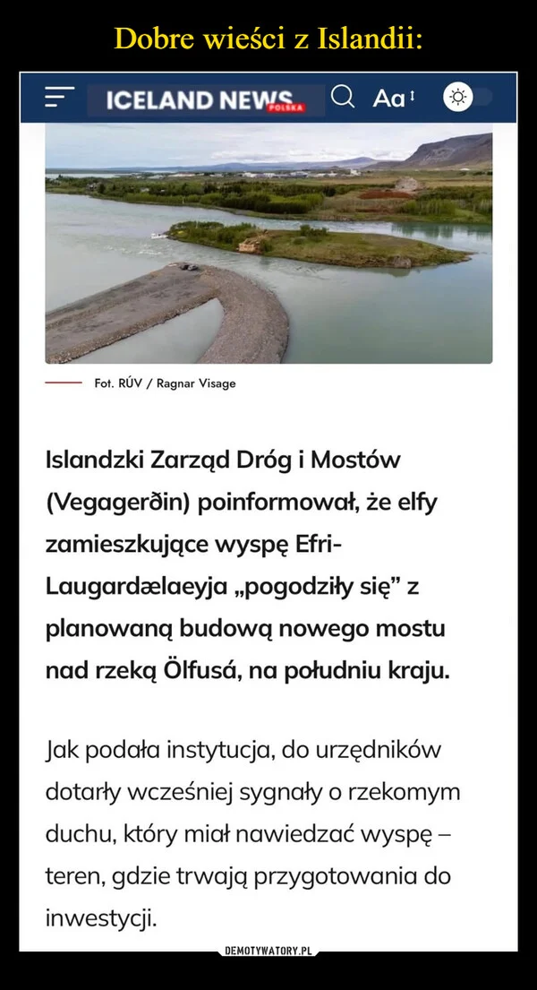 Dobre wieści z Islandii:
