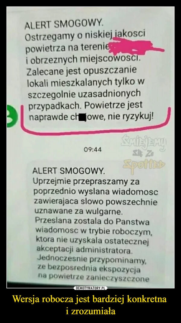 Wersja robocza jest bardziej konkretna i zrozumiała