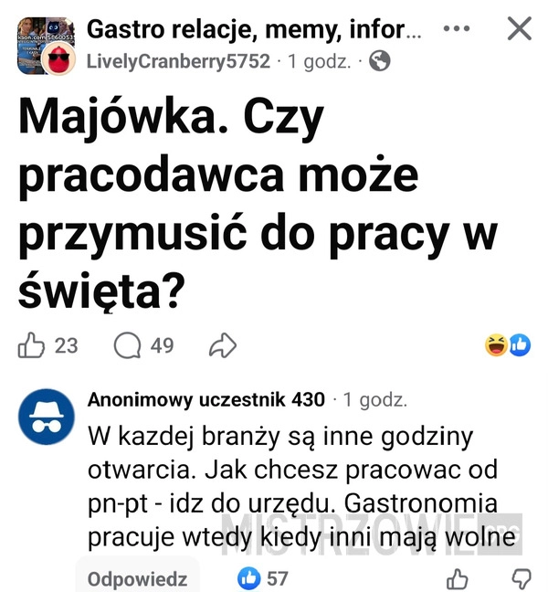 Praca w majówkę