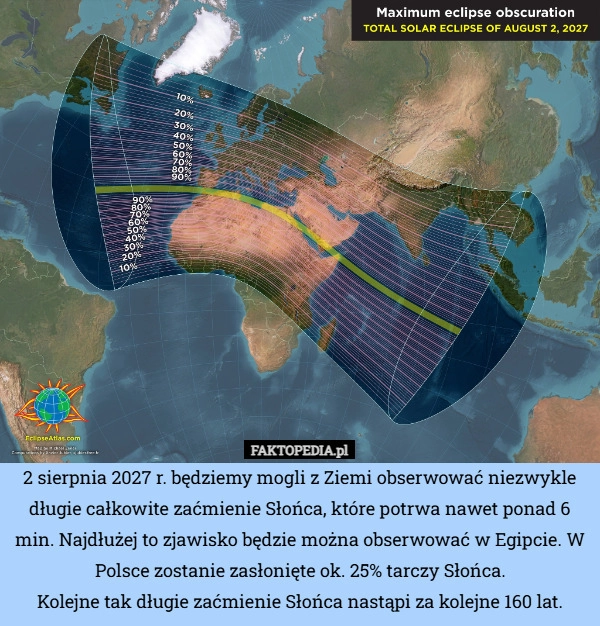 2 sierpnia 2027 r. będziemy mogli z Ziemi obserwować niezwykle długie całkowite