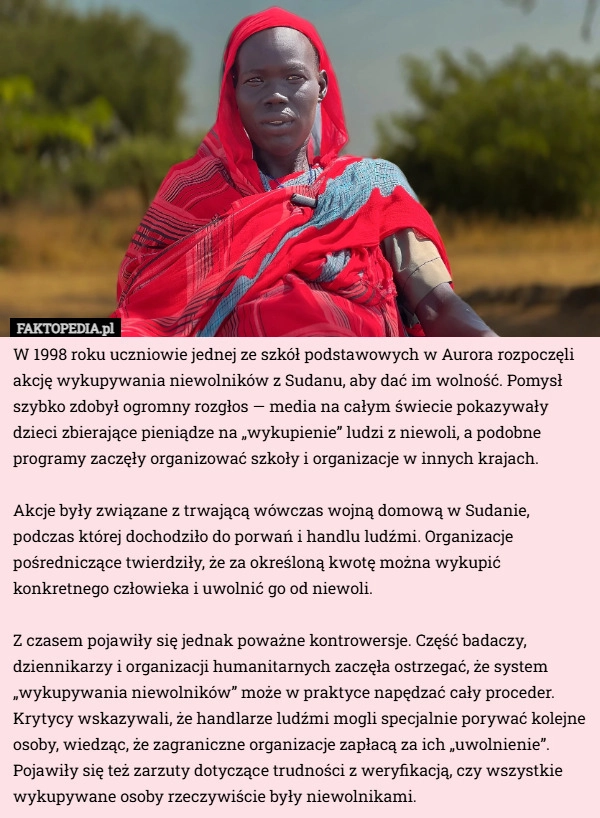 
    W 1998 roku uczniowie jednej ze szkół podstawowych w Aurora rozpoczęli akcję...