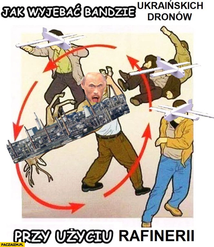 Putin jak wyjechać bandzie ukraińskich dronów przy użyciu rafinerii
