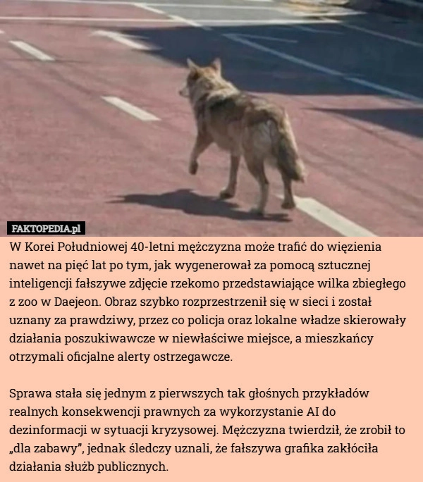 
    W Korei Południowej 40-letni mężczyzna może trafić do więzienia nawet na