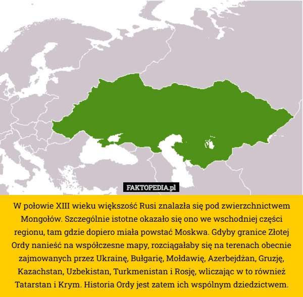 W połowie XIII wieku większość Rusi znalazła się pod zwierzchnictwem Mongołów.