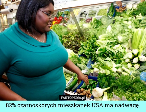 82% czarnoskórych mieszkanek USA ma nadwagę.