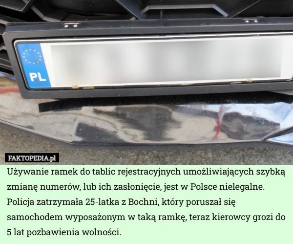 Używanie ramek do tablic rejestracyjnych umożliwiających szybką zmianę numerów,