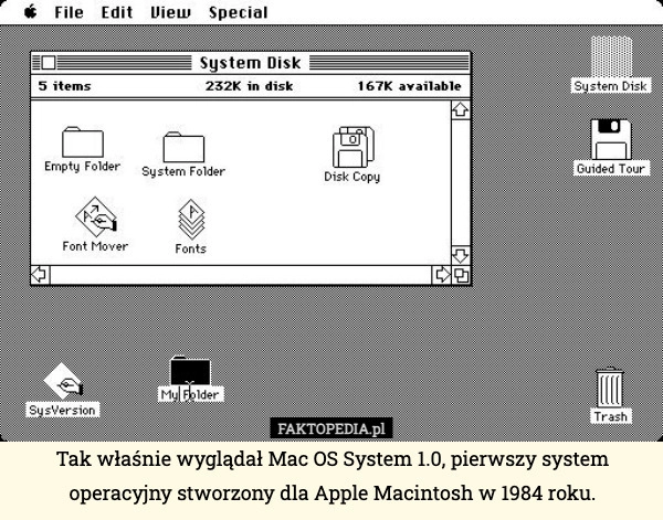 Tak właśnie wyglądał Mac OS System 1.0, pierwszy system operacyjny stworzony