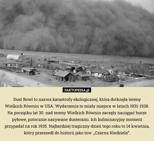 
    Dust Bowl to nazwa katastrofy ekologicznej, która dotknęła tereny
 Wielkich
