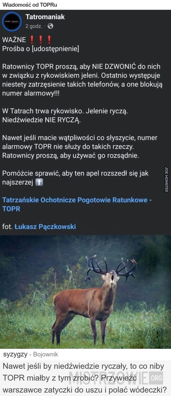 
    Wiadomość od TOPRu