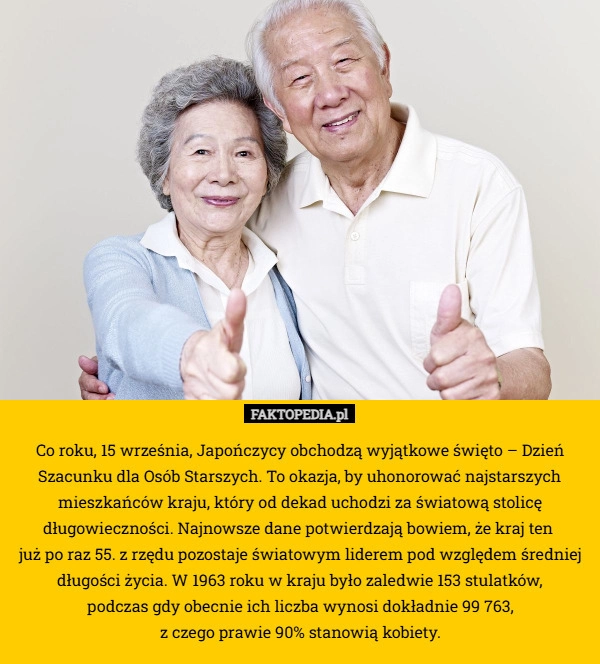 Co roku, 15 września, Japończycy obchodzą wyjątkowe święto – Dzień Szacunku