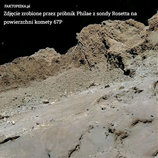 Zdjęcie zrobione przez próbnik Philae z sondy Rosetta na powierzchni komety
