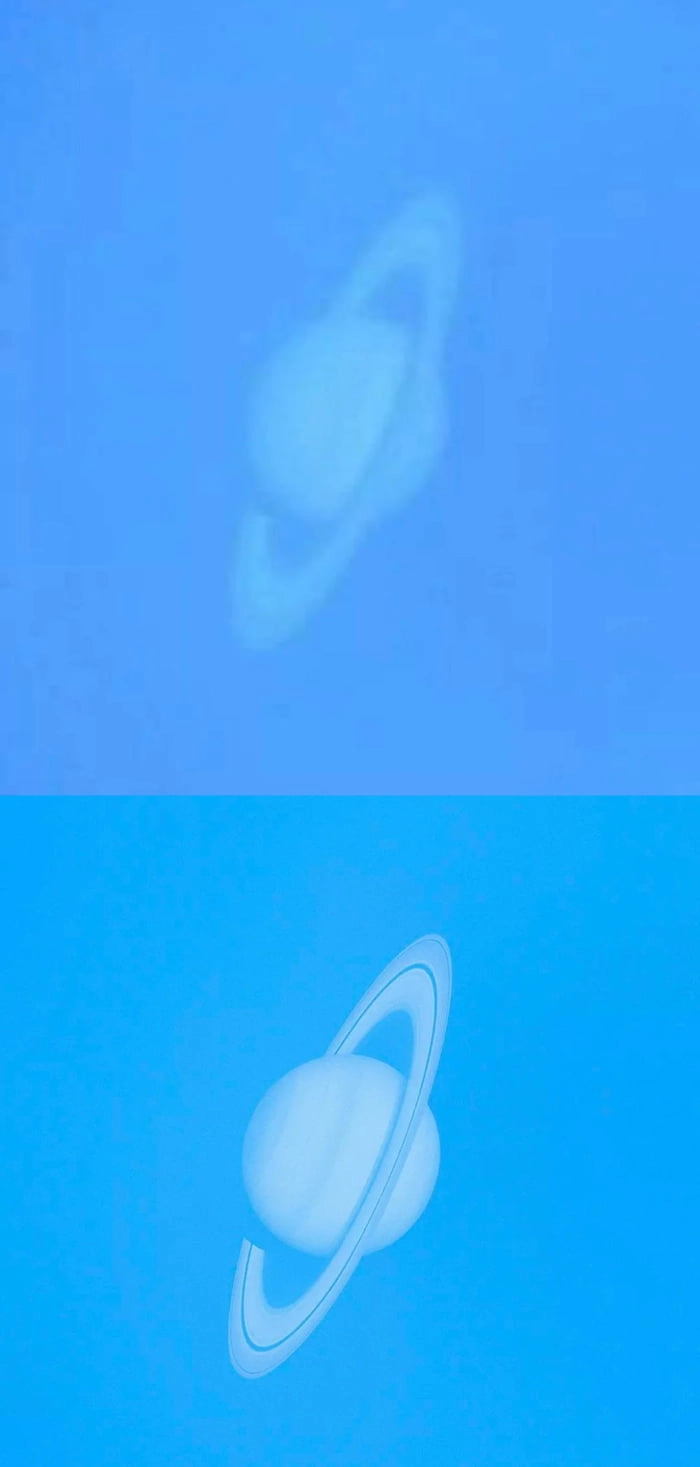 Saturn, visible with a telescope in daylight. 2022