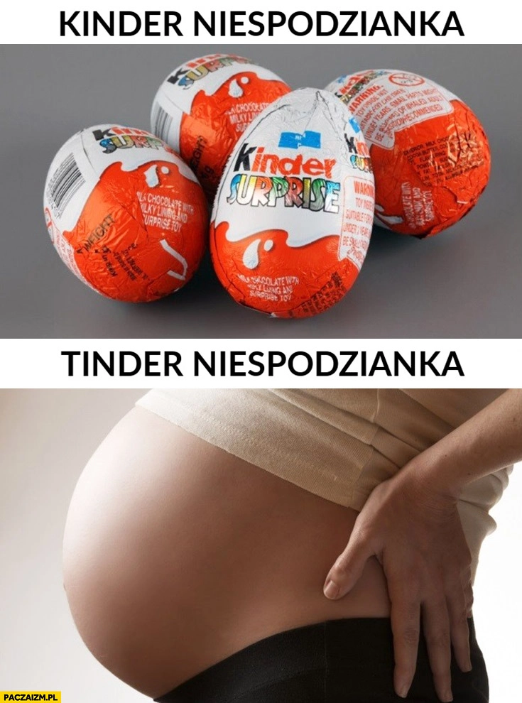 Kinder niespodzianka, tinder niespodzianka ciąża brzuch