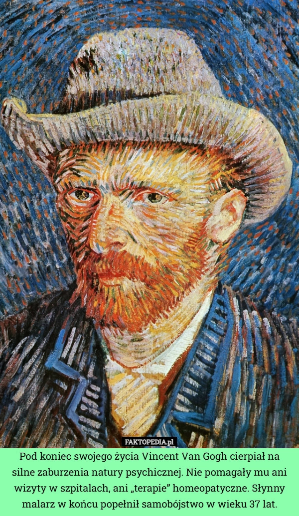 Pod koniec swojego życia Vincent Van Gogh cierpiał na silne zaburzenia natury