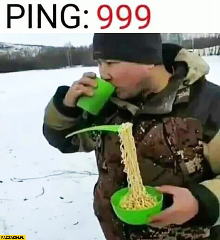 Ping 999 makaron zamarzł