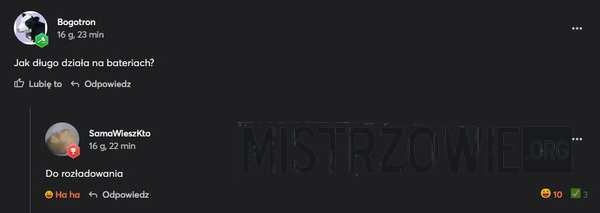 
    Żywotność baterii