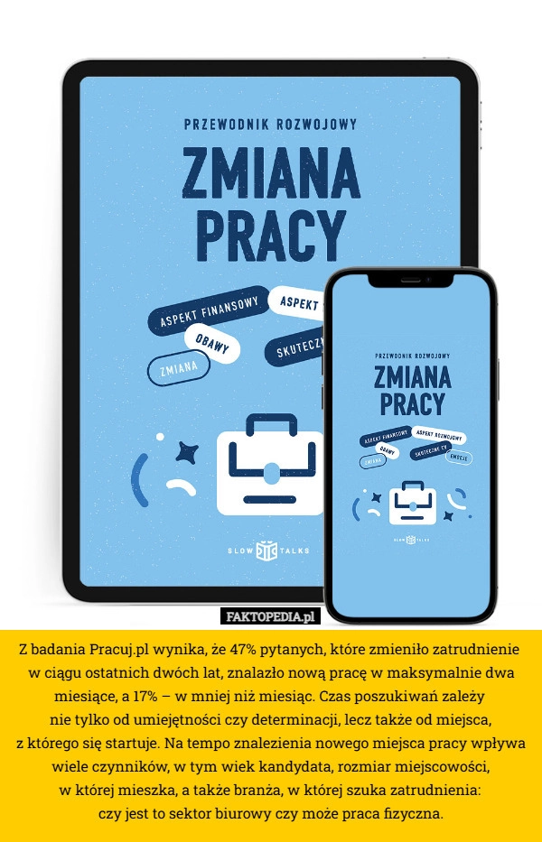 Z badania Pracuj.pl wynika, że 47% pytanych, które zmieniło zatrudnienie