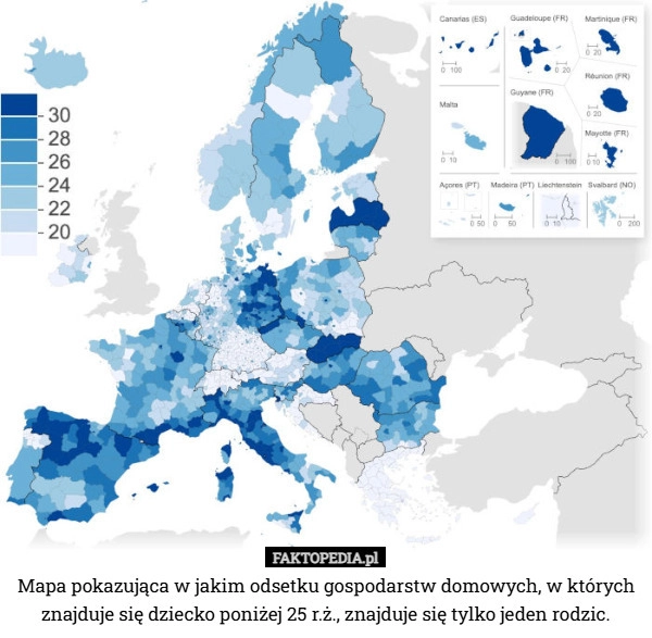 
    Mapa pokazująca w jakim odsetku gospodarstw domowych, w których znajduje