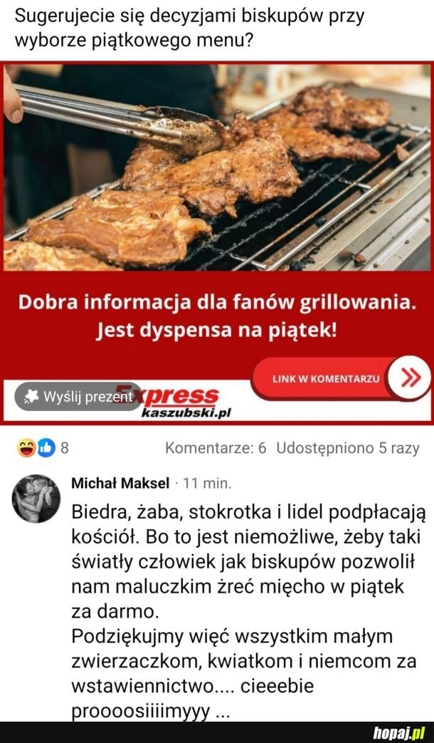 Dyspensa, grill, mięso, majówka, wakacje, kościół