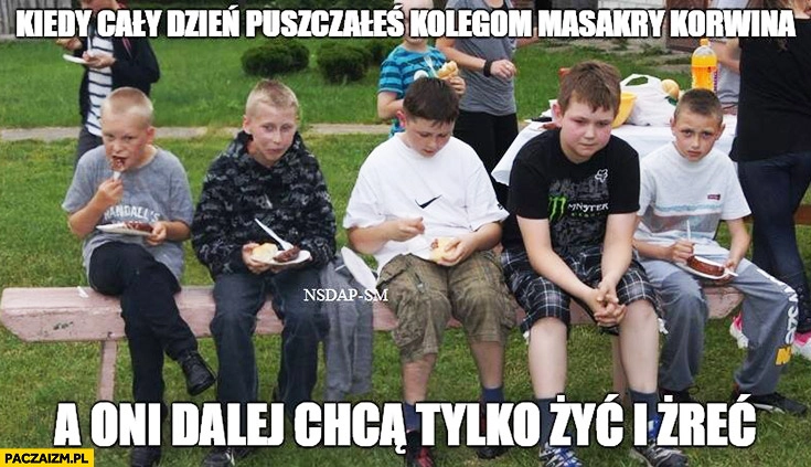 Kiedy cały dzień puszczałeś kolegom masakry Korwina, a oni dalej chcą tylko żyć i żreć