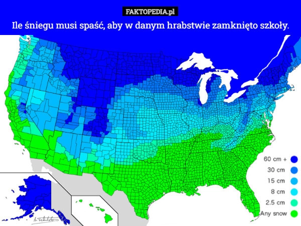 Ile śniegu musi spaść, aby w danym hrabstwie zamknięto szkoły.