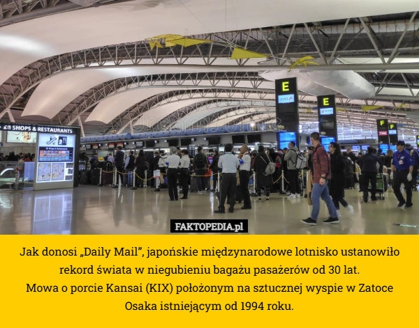 Jak donosi „Daily Mail”, japońskie międzynarodowe lotnisko ustanowiło rekord