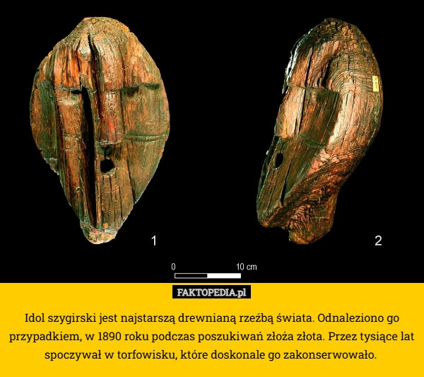 Idol szygirski jest najstarszą drewnianą rzeźbą świata. Odnaleziono go przypadkiem,