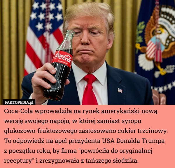 Coca-Cola wprowadziła na rynek amerykański nową wersję swojego napoju, w...